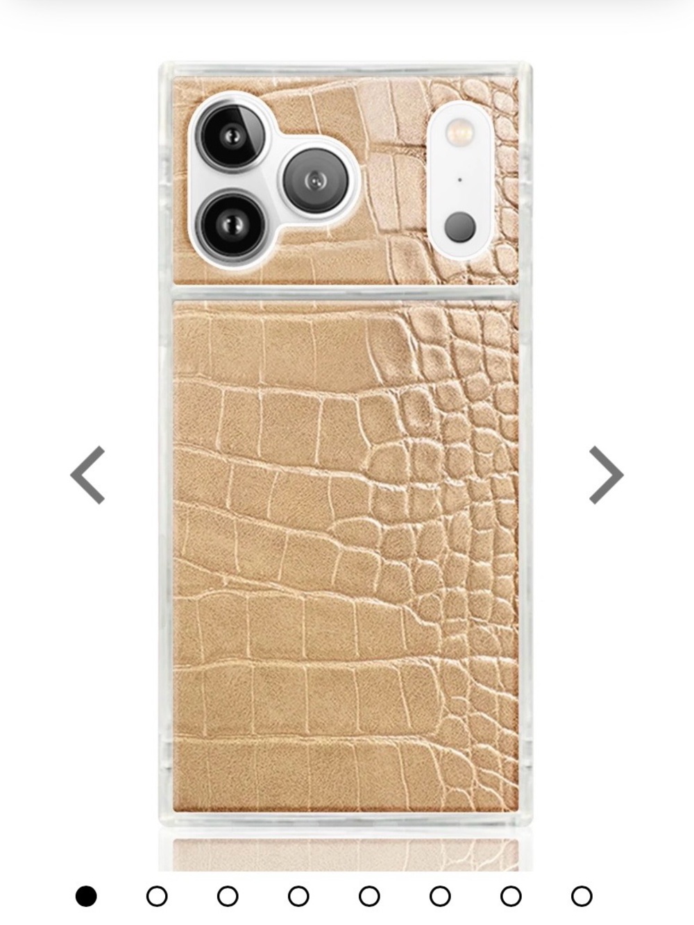 iPhone 17 Pro FLAUNT Square Tan Crocodile Faux Leather- Matching Phone Ring